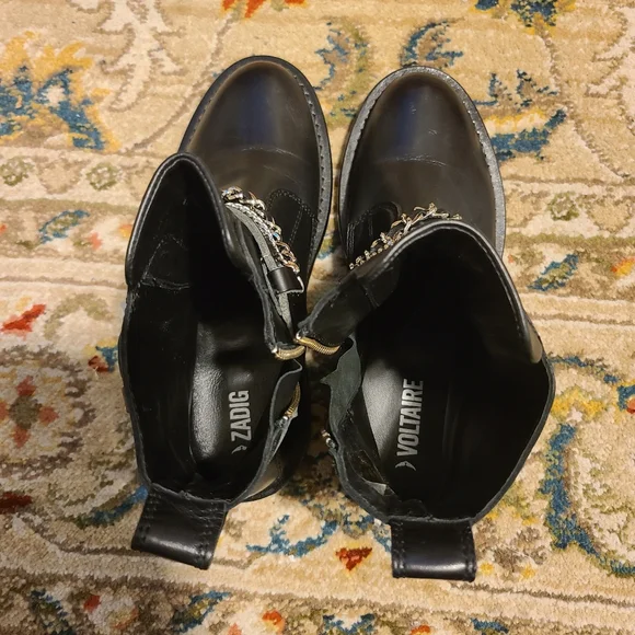 ZADIG AND VOLTAIRE Laureen Chain Embellished Leather Boots